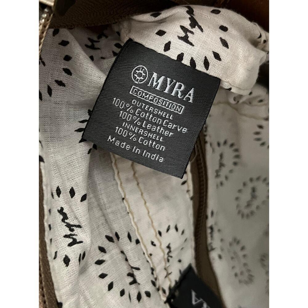 Myra DIZZY CIRCLE Canvas/Leather Crossbody Boho Shoulder Bag - Picture 10 of 14